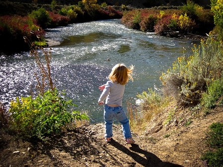 Rock Throwing and Playing in the Provo River